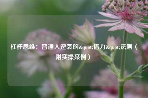 杠杆思维：普通人逆袭的"借力"法则（附实操案例）​